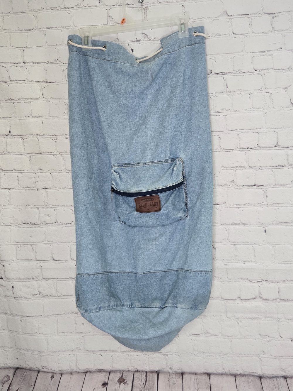 Vintage 90s Y2K Old Navy denim large draw string laundry bag sack.